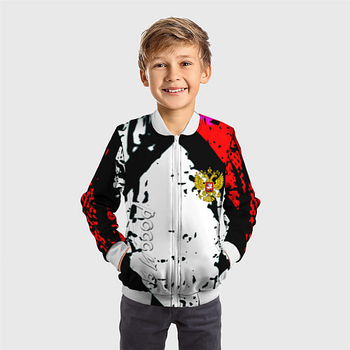 Детский бомбер Россия краски текстура / 3D-Белый – фото 3