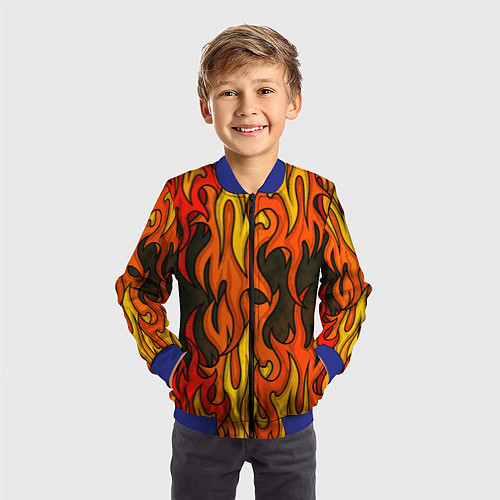 Детский бомбер Языки пламени арт / 3D-Синий – фото 3