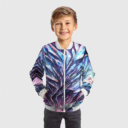 Детский бомбер Синий драгоценный камень / 3D-Белый – фото 3