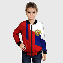 Бомбер детский Спортивная текстура герб России, цвет: 3D-черный — фото 2
