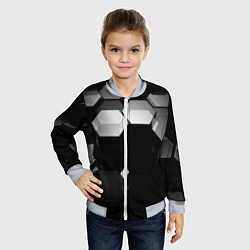 Бомбер детский Нано соты шестиугольник, цвет: 3D-серый — фото 2