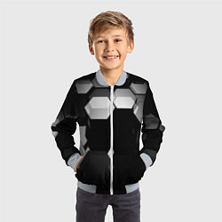 Бомбер детский Нано соты шестиугольник, цвет: 3D-серый — фото 2