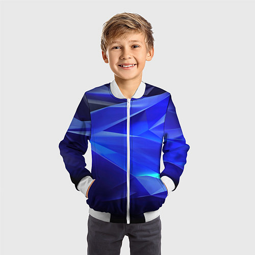 Детский бомбер Black and blue abstract background sport style / 3D-Белый – фото 3