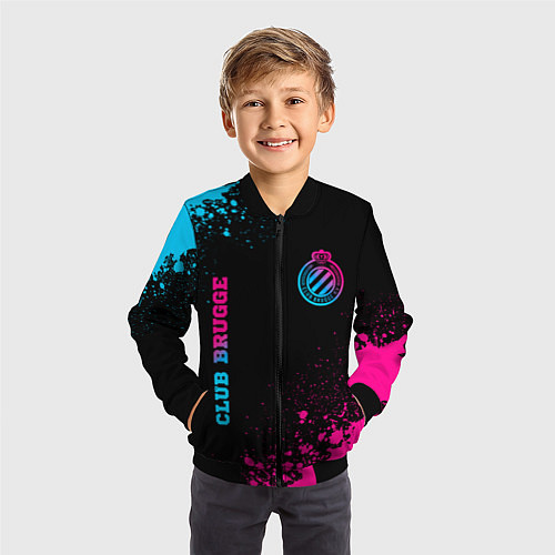 Детский бомбер Club Brugge - neon gradient вертикально / 3D-Черный – фото 3