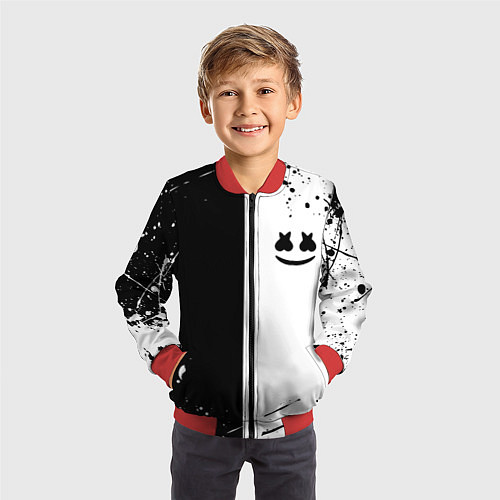 Детский бомбер Marshmello краски музыка / 3D-Красный – фото 3