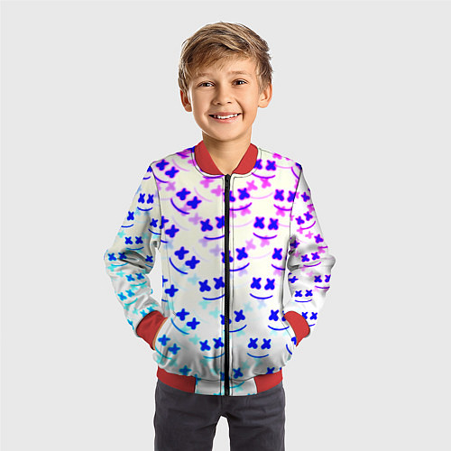 Детский бомбер Marshmello pattern neon / 3D-Красный – фото 3