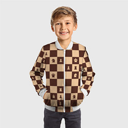 Бомбер детский Коричневая шахматная доска, цвет: 3D-белый — фото 2