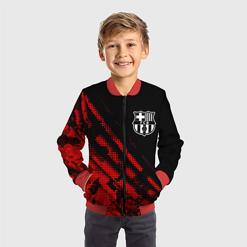 Детский бомбер Barcelona sport grunge / 3D-Красный – фото 3
