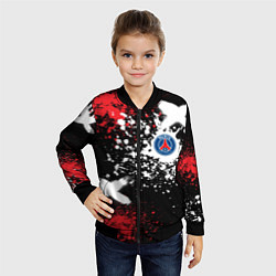 Бомбер детский Пари Сен-Жермен на фоне граффити и брызг красок, цвет: 3D-черный — фото 2