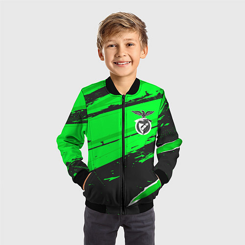 Детский бомбер Benfica sport green / 3D-Черный – фото 3