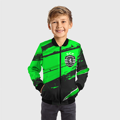 Детский бомбер Sporting sport green / 3D-Черный – фото 3