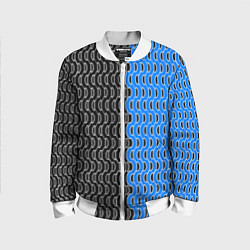 Бомбер детский Чёрно-синий паттерн с белой обводкой, цвет: 3D-белый