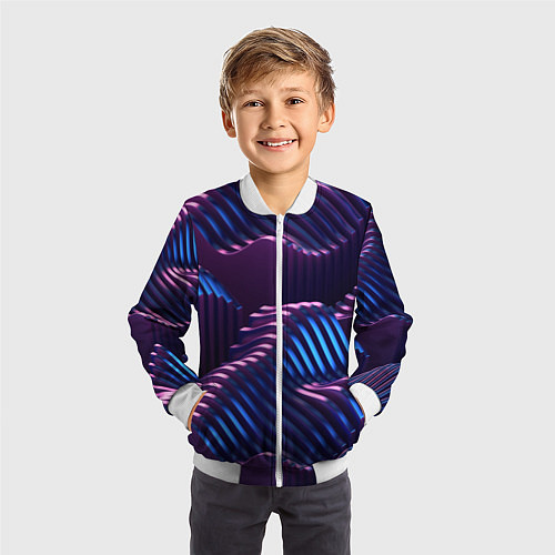 Детский бомбер Объемные пластины изгибающиеся / 3D-Белый – фото 3