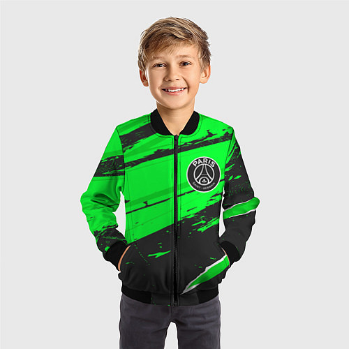 Детский бомбер PSG sport green / 3D-Черный – фото 3
