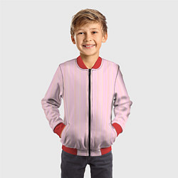 Бомбер детский Бледный розово-жёлтый полосатый, цвет: 3D-красный — фото 2