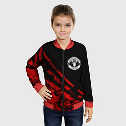 Бомбер детский Manchester United sport grunge, цвет: 3D-красный — фото 2