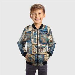 Бомбер детский Пэчворк из Египетских мотивов, цвет: 3D-черный — фото 2