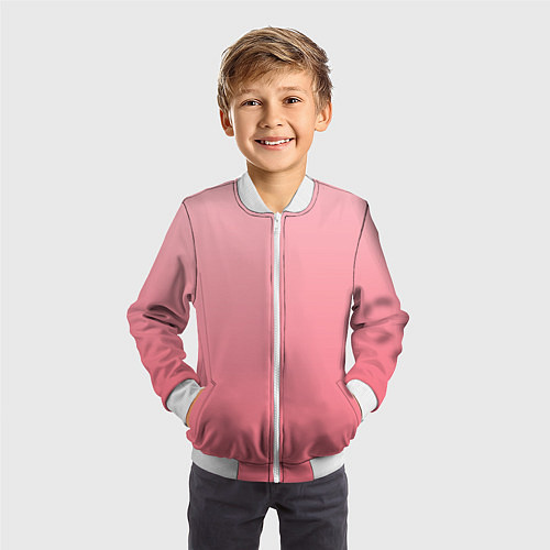 Детский бомбер Нежный розовый градиент / 3D-Белый – фото 3