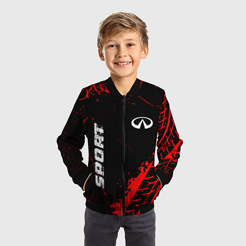 Детский бомбер Infiniti red sport tires / 3D-Черный – фото 3