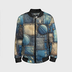 Бомбер детский Denim patchwork - ai art, цвет: 3D-черный