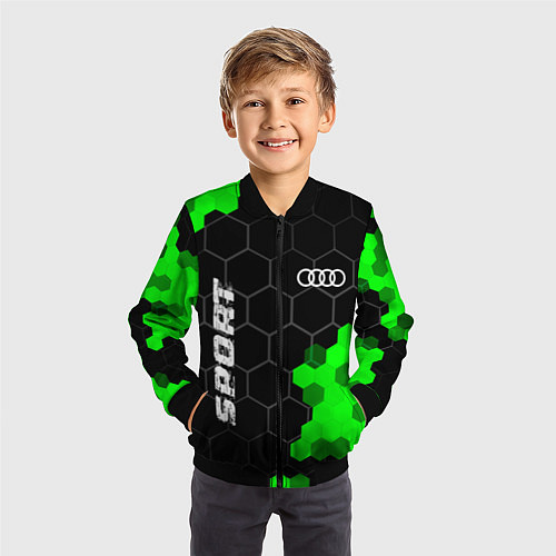 Детский бомбер Audi green sport hexagon / 3D-Черный – фото 3