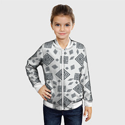 Бомбер детский Ромб лабиринт паттерн, цвет: 3D-белый — фото 2