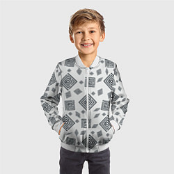 Бомбер детский Ромб лабиринт паттерн, цвет: 3D-белый — фото 2