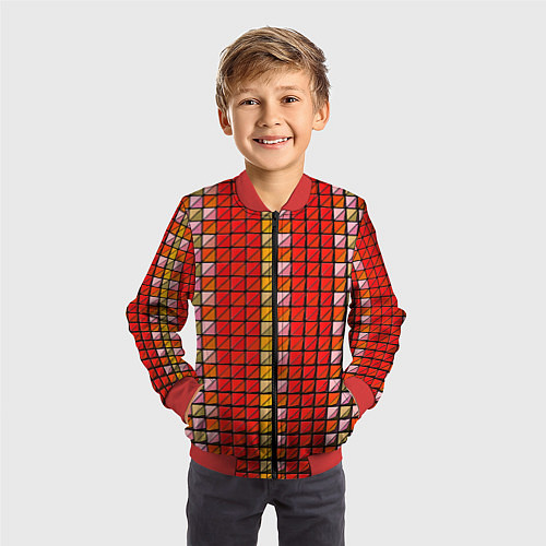Детский бомбер Красные плитки / 3D-Красный – фото 3