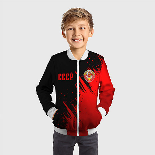 Детский бомбер СССР - черно-красный / 3D-Белый – фото 3