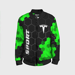 Бомбер детский Tesla green sport hexagon, цвет: 3D-черный