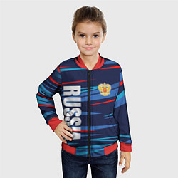 Бомбер детский Россия - blue stripes, цвет: 3D-красный — фото 2