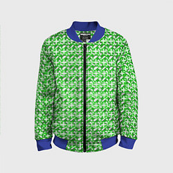 Детский бомбер Белые плюсики на зелёном фоне