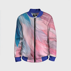 Детский бомбер Пастельно-голубые и розовые перья