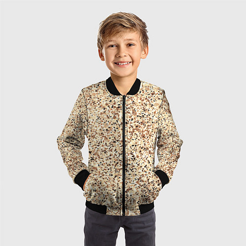 Детский бомбер Светлый коричневый текстурированный под камень / 3D-Черный – фото 3