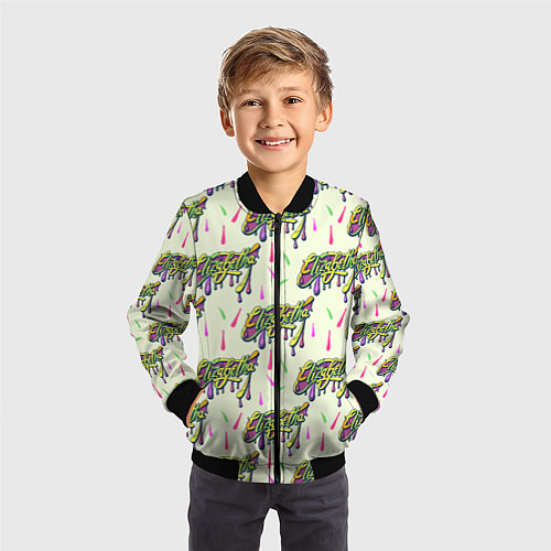 Детский бомбер Елизавета и капли / 3D-Черный – фото 3