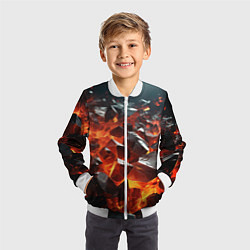 Бомбер детский Взрыв камней в красном неоне, цвет: 3D-белый — фото 2