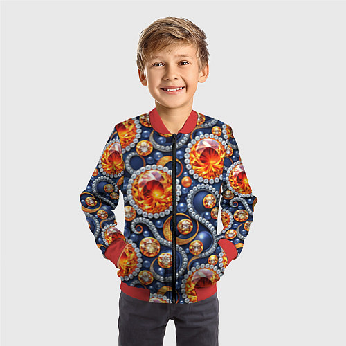 Детский бомбер Ювелирные украшение с золотом и бриллиантом паттер / 3D-Красный – фото 3