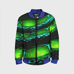 Бомбер детский Зеленая змеиная абстрактная текстура, цвет: 3D-синий