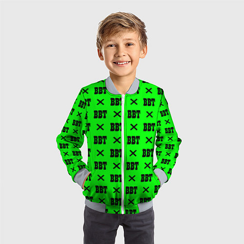 Детский бомбер BBT logo green steel / 3D-Серый – фото 3