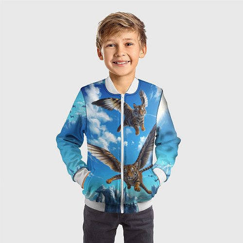 Детский бомбер Летающие тигрята / 3D-Белый – фото 3