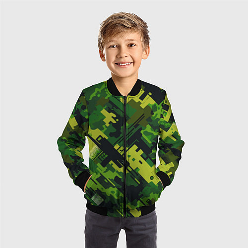 Детский бомбер Camouflage - pattern ai art / 3D-Черный – фото 3