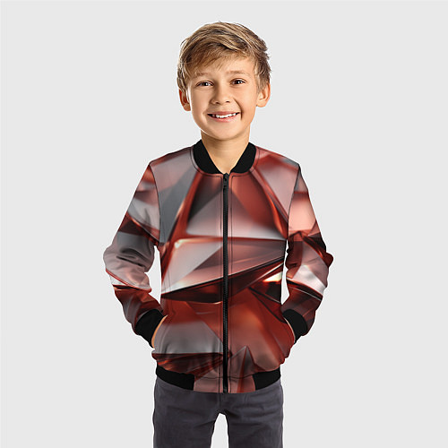 Детский бомбер Рубиновые пирамидки / 3D-Черный – фото 3