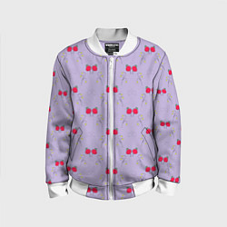 Бомбер детский Ягоды на сиреневом, цвет: 3D-белый