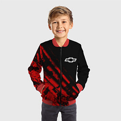 Бомбер детский Chevrolet sport grunge, цвет: 3D-красный — фото 2
