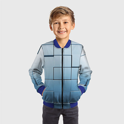 Детский бомбер Текстура кубы выпуклые / 3D-Синий – фото 3