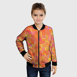 Бомбер детский Россыпь оранжевых квадратов, цвет: 3D-черный — фото 2