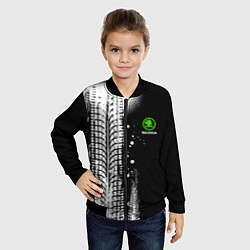 Бомбер детский Шкода - следы от шин, цвет: 3D-черный — фото 2