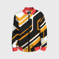 Бомбер детский Чёрно-жёлтые полосы на белом фоне, цвет: 3D-красный