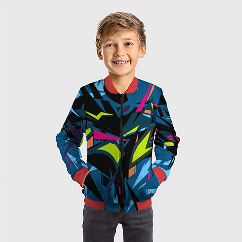 Детский бомбер Настоящая абстракция / 3D-Красный – фото 3