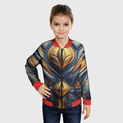 Бомбер детский Объемная позолоченная текстурная кожа, цвет: 3D-красный — фото 2